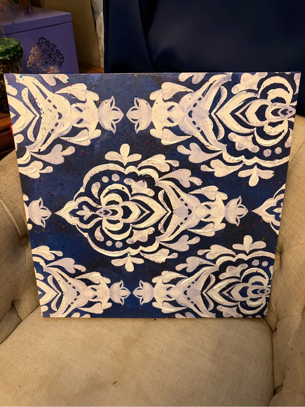 2 Blue and White Decorative Canvas Wall Art